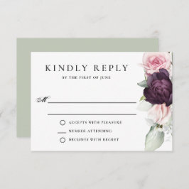 Cartão RSVP Casamento Botânico por Aquarela Romântica Rosa