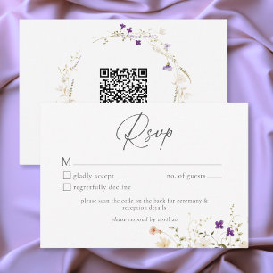 Cartão RSVP Casamento Botânico Romântico de Flor Silvestre Min