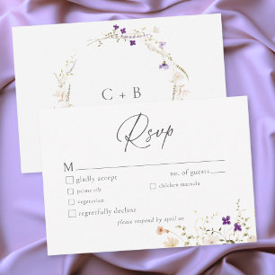Cartão RSVP Casamento Botânico Romântico de Flores Silvestres