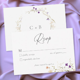Cartão RSVP Casamento Botânico Romântico de Flores Silvestres