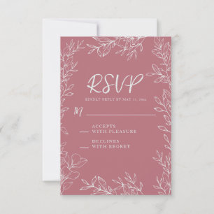 Cartão RSVP Casamento Botânico Rosa Empoeirado