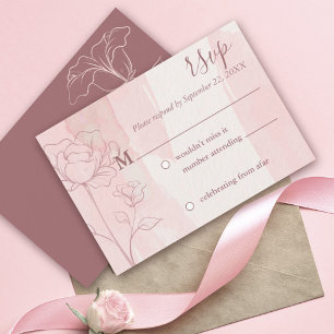 Cartão RSVP Casamento Botânico Rosa Poeira