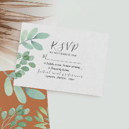 Cartão RSVP Casamento Botânico Rustic