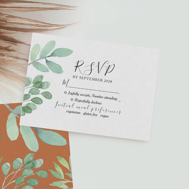 Cartão RSVP Casamento Botânico Rustic (Criador carregado)