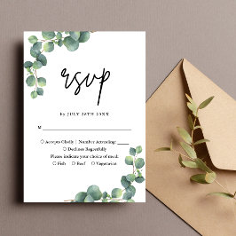 Cartão RSVP Casamento Botânico Rustic Eucalyptus Greenery