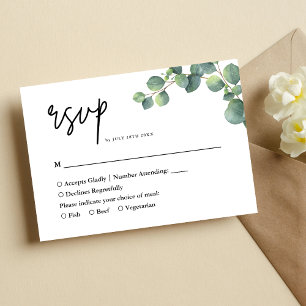 Cartão RSVP Casamento Botânico Rustic Eucalyptus Greenery