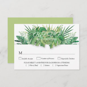 Cartão RSVP Casamento Botânico Tropical Floral and Foliage