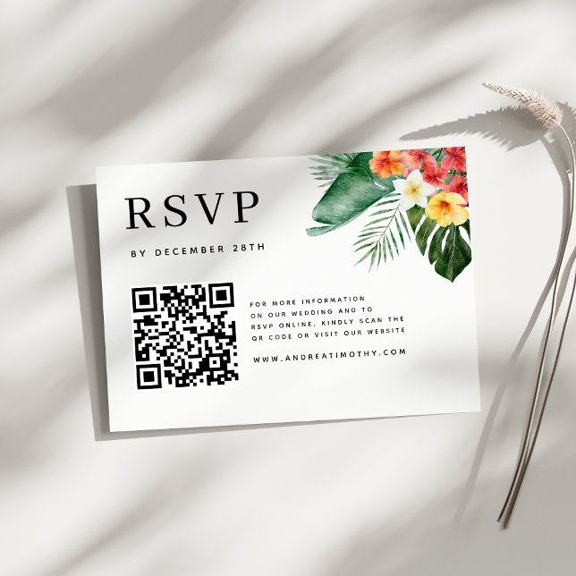 Cartão RSVP Casamento Botânico Tropical Watercolor (Criador carregado)