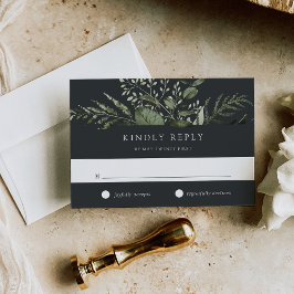 Cartão RSVP Casamento Botânico Verde-relva de inverno