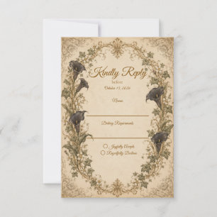 Cartão RSVP Casamento Botânico Vintage Mal-humorado