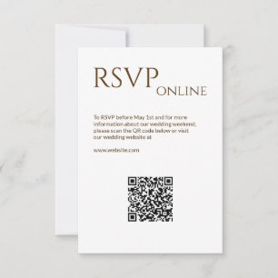 Cartão RSVP Casamento Branca e Bronze Moderno Elegante