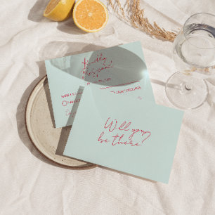 Cartão RSVP Casamento Branca Moderno Colorida Retro Divertido 