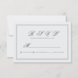 Cartão RSVP Casamento Branco Clássico Elegante