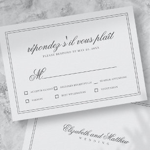Cartão RSVP Casamento Branco Clássico Elegante