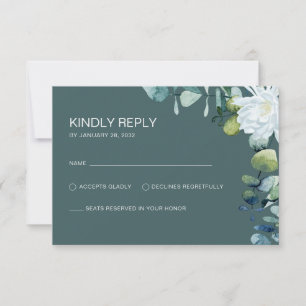 Cartão RSVP Casamento branco de eucalipto elegante