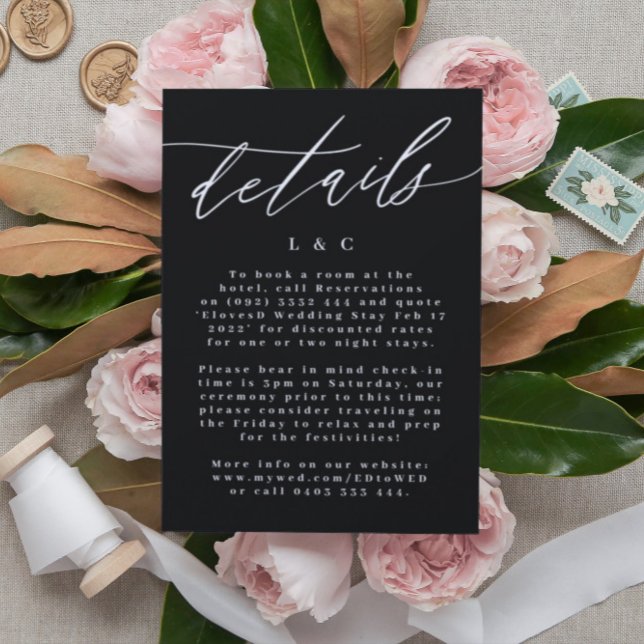 Cartão RSVP Casamento Branco e Negro da Caligrafia Moderna Sim (Criador carregado)