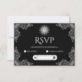 Cartão RSVP Casamento Branco e Preto Elegante QRCode Personali