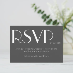 Cartão RSVP Casamento branco e preto minimalista online