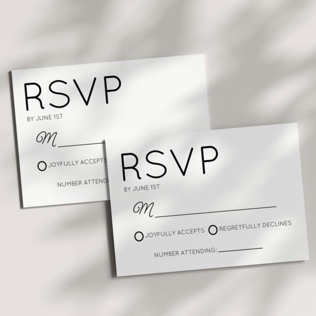 Cartão RSVP Casamento branco mínimo minimalista moderno (Criador carregado)