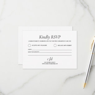 Cartão RSVP Casamento branco moderno minimalista