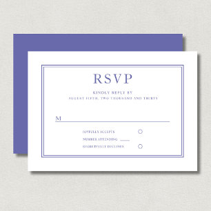 Cartão RSVP Casamento Branco Púrpura Elegante Clássico
