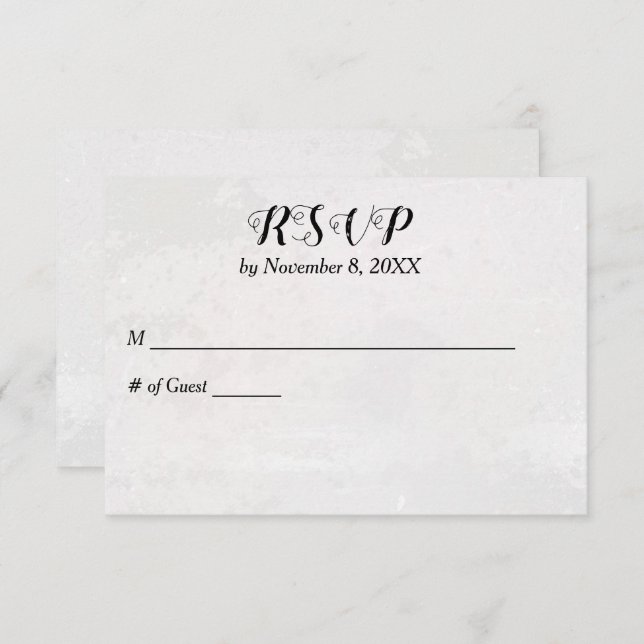 Cartão RSVP Casamento Branco Texturizado (Frente/Verso)