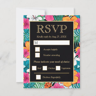 Cartão RSVP Casamento Brilhante de Hibisco Tropical