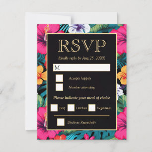Cartão RSVP Casamento Brilhante de Hibisco Tropical