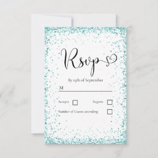 Cartão RSVP Casamento Brilho Branco Moderno