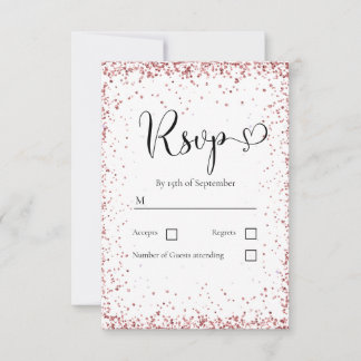 Cartão RSVP Casamento Brilho de Cobre Branco Moderno