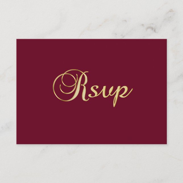 Cartão RSVP Casamento Burgundy de Outono Elegante Personalizad (Frente)