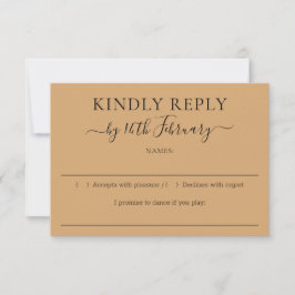 Cartão RSVP Casamento Burly Wood Areia Responda por Favor