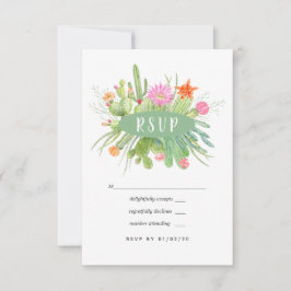Cartão RSVP Casamento Cactus Watercolor