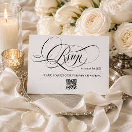 Cartão RSVP Casamento Caligrafia Branco e Preto