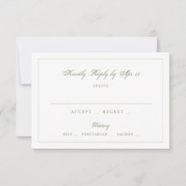 Cartão RSVP Casamento Caligrafia Clássica Verde Musgo