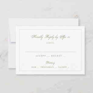 Cartão RSVP Casamento Caligrafia Clássica Verde Musgo