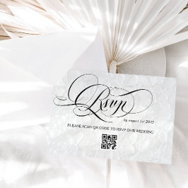 Cartão RSVP Casamento Caligrafia Floral Branco