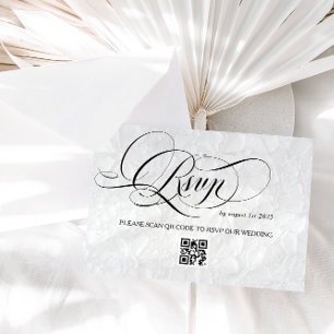 Cartão RSVP Casamento Caligrafia Floral Branco