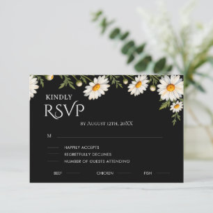 Cartão RSVP Casamento Camomila Preta