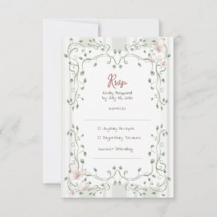 Cartão RSVP Casamento Caprichoso com Verde Oliva