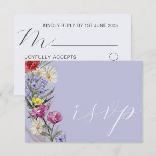 Cartão RSVP Casamento Caprichoso de Aquarela Flor Selvagem & R