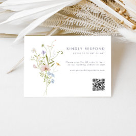 Cartão RSVP Casamento Caprichoso de Flores Silvestres em Paste