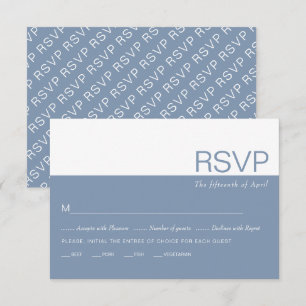 Cartão RSVP Casamento caprichoso em azul empoeirado e branco