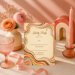 Cartão RSVP Casamento Caprichoso Retro Arco-Íris
