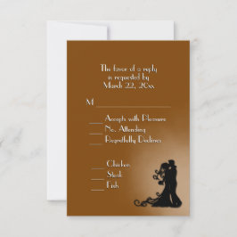 Cartão RSVP Casamento Castanho de Noiva e Chocolate de Noite