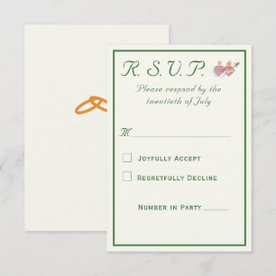 Cartão RSVP Casamento Católico das Duas Corações Elegantes