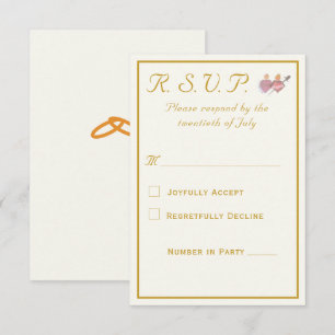 Cartão RSVP Casamento Católico das Duas Corações Elegantes