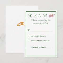 Cartão RSVP Casamento Católico Duas Corações Elegantes