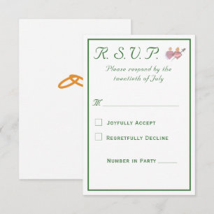 Cartão RSVP Casamento Católico Duas Corações Elegantes