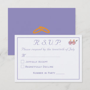 Cartão RSVP Casamento Católico Elegante Vinca Duas Corações